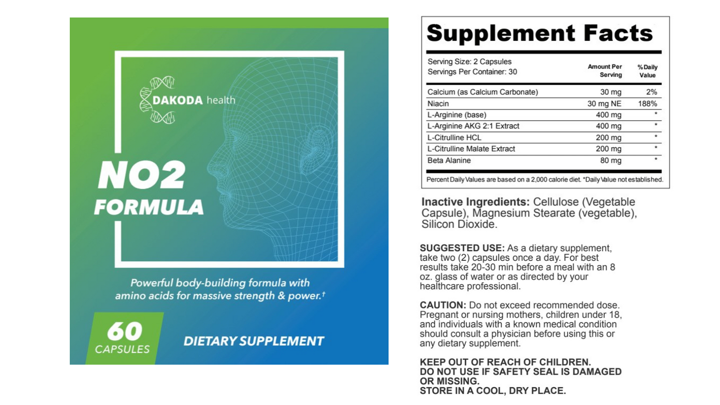NO2 - Nitric Oxide Formula | 30-Day Free Trial Bottle